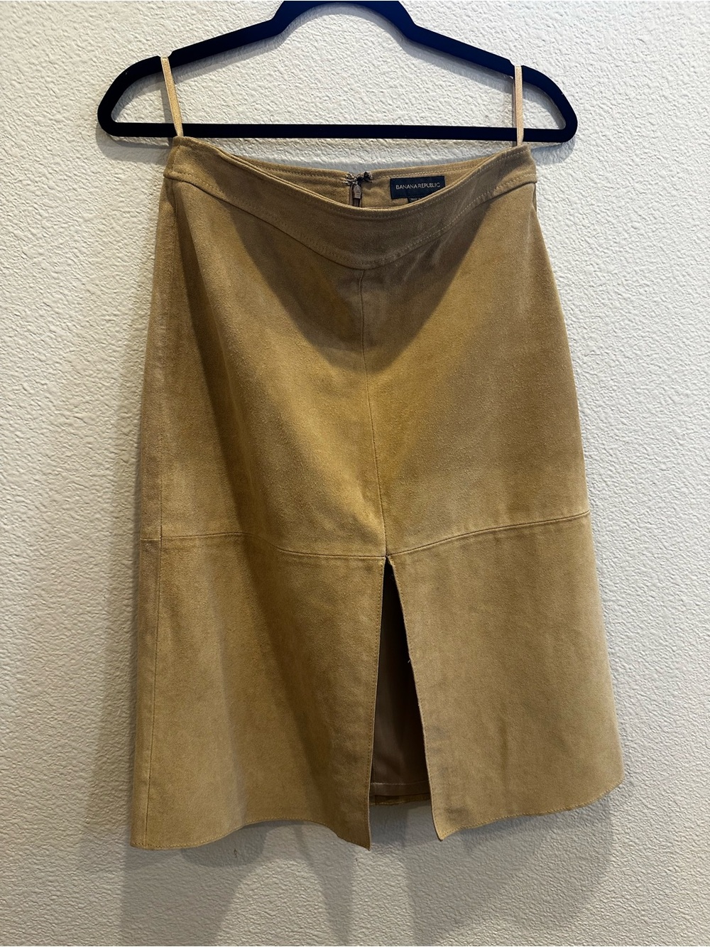Vintage Banana Republic 100% Suede Leather Midi Skirt Tan Size 4